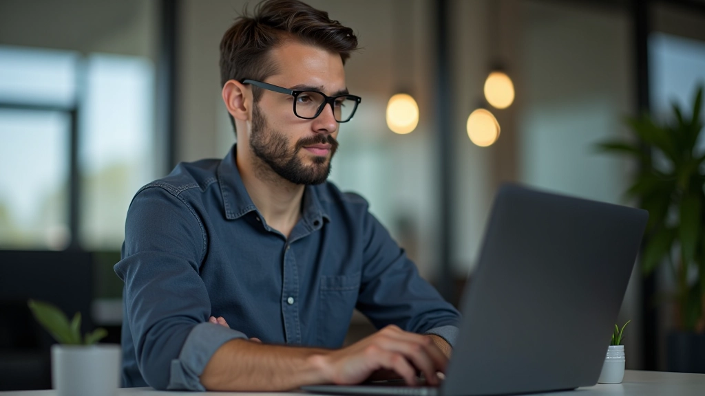 Desenvolvedor web em frente ao monitor testando navegação por teclado e compatibilidade com leitores de ecrã
