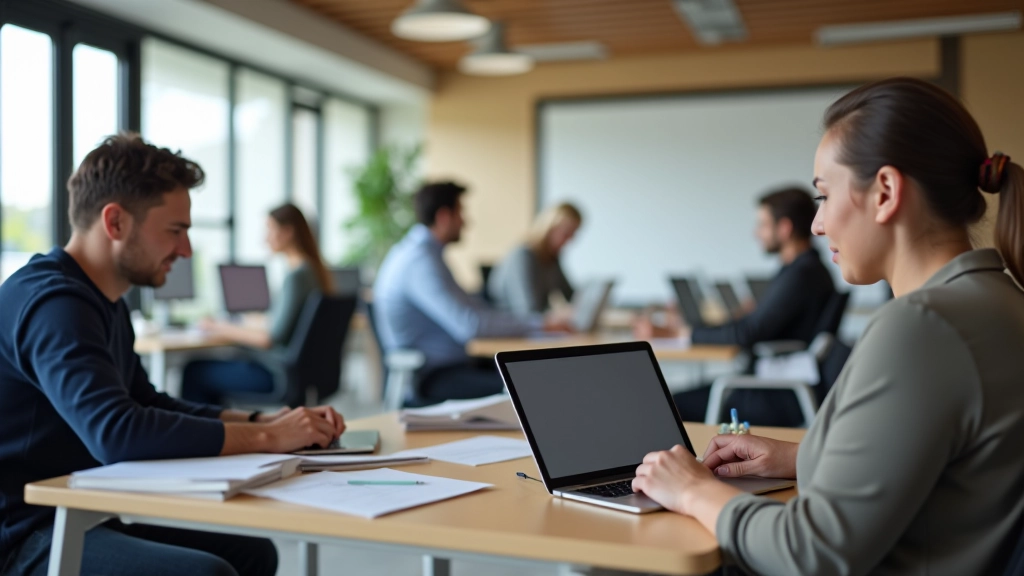 Ambiente de escritório inclusivo com pessoas de diferentes habilidades trabalhando juntas