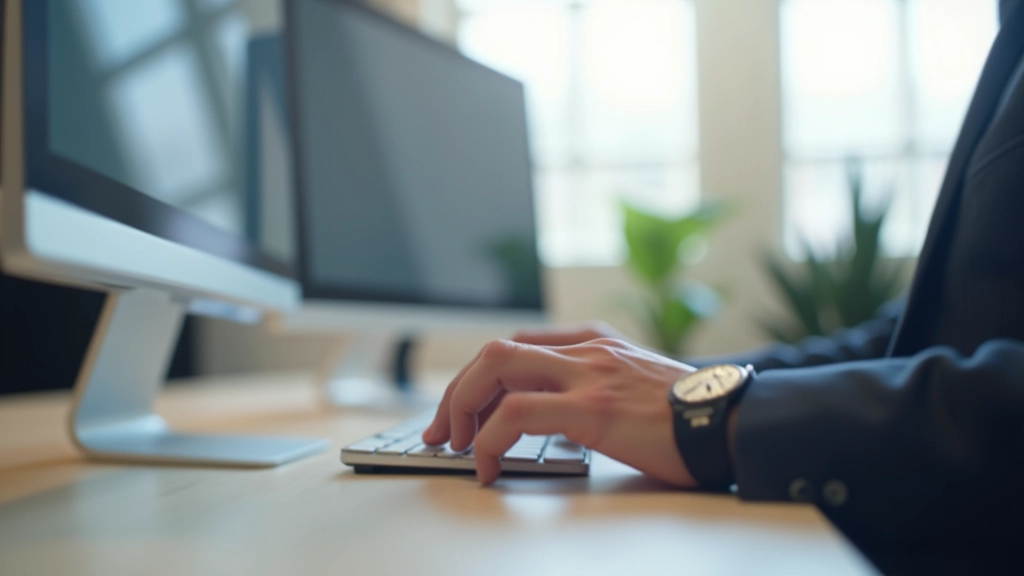 Utilizador a testar site apenas com teclado, mãos sobre teclado, ecrã de fundo